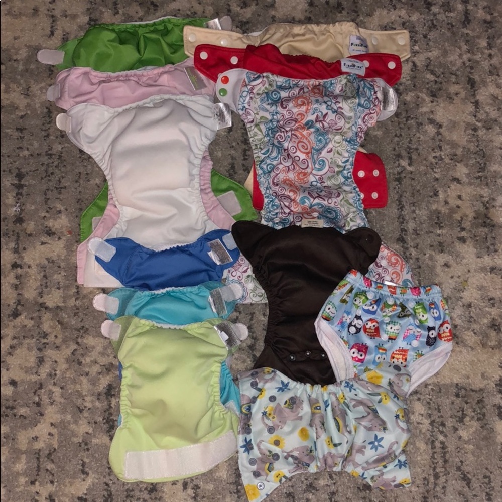 Lot of 12 cloth diapers